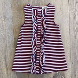Olive Juice Striped Cotton Sleeveless Ruffle Dress w/ Button Up Back, Girls 3
